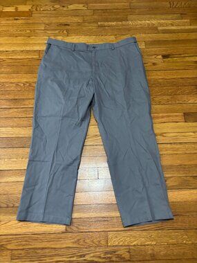 Covington Mens Comfort Fit Pants Sz 44x30 Gray Cotton Flat Front Chinos NWT NEW